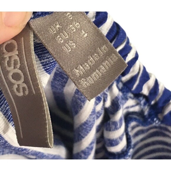 Asos Dress Women's Size 4 Blue White Striped Sleeveless Open Back strappy mini - Picture 5 of 6